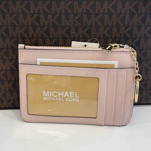 MICHAEL KORS SMALL TOP ZIP COINPOUCH WITH ID CARD CASE WALLET 
POWDER BLUSH 
NWT - Picture 6 of 16
